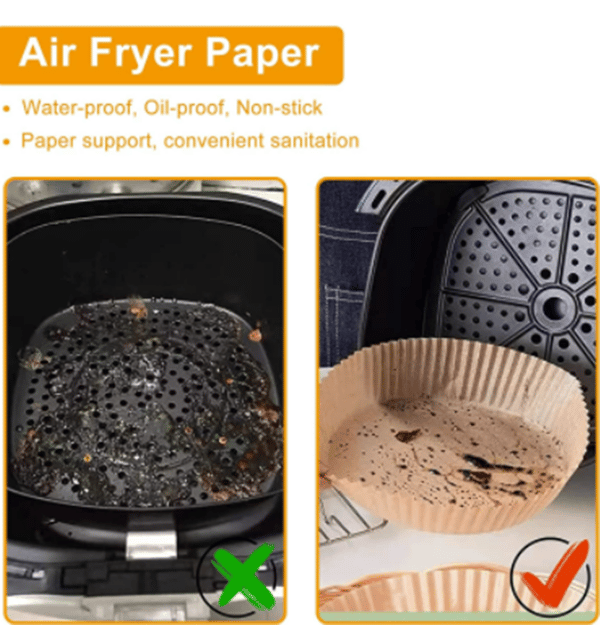 Engangspapir til airfryer, 100-pakning Brown 23 cm