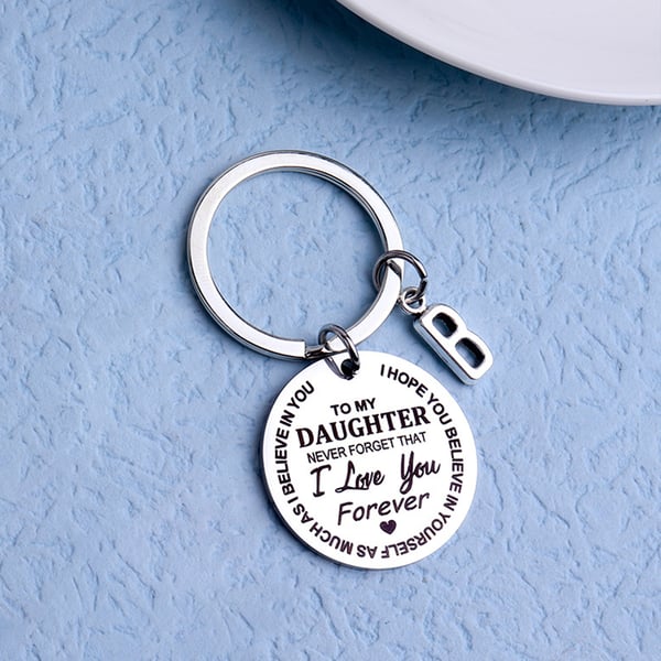 Nøglering "Til min datter" Bogstavet H Silver