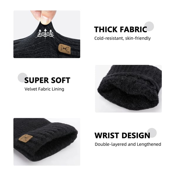 Puolisormelliset talvihanskat Black