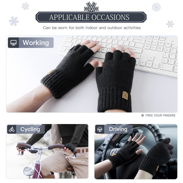 Halvfingerhandsker fingerløse handsker DarkGrey