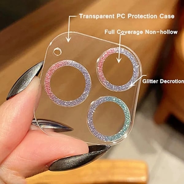 Glitter kameralinsedeksel Gold iPhone 14 Pro Max