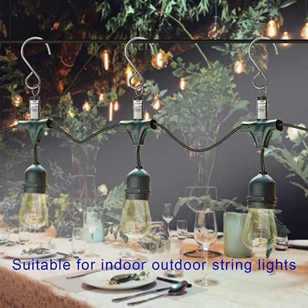 Gardinklämmor med S-Krokar, 20-pack Silver