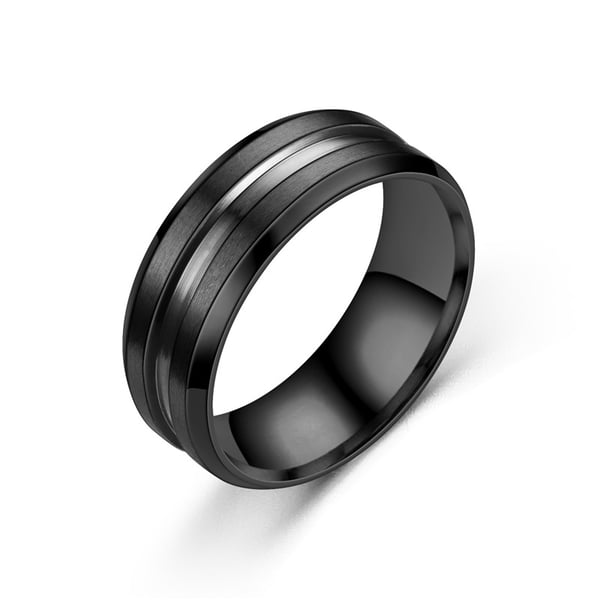 Tyylikäs rengas ruostumatonta terästä Black 18.2 mm