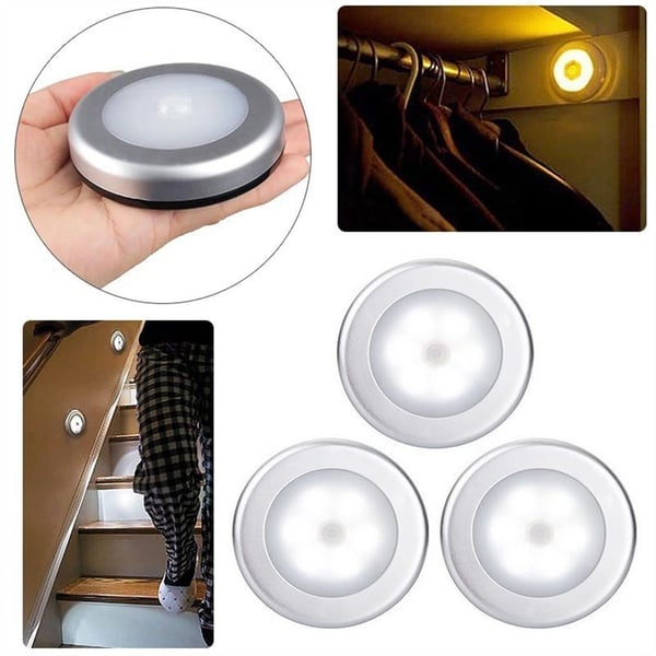 LED-kohdevalot liiketunnistimella yövalolla 3 kpl Silver