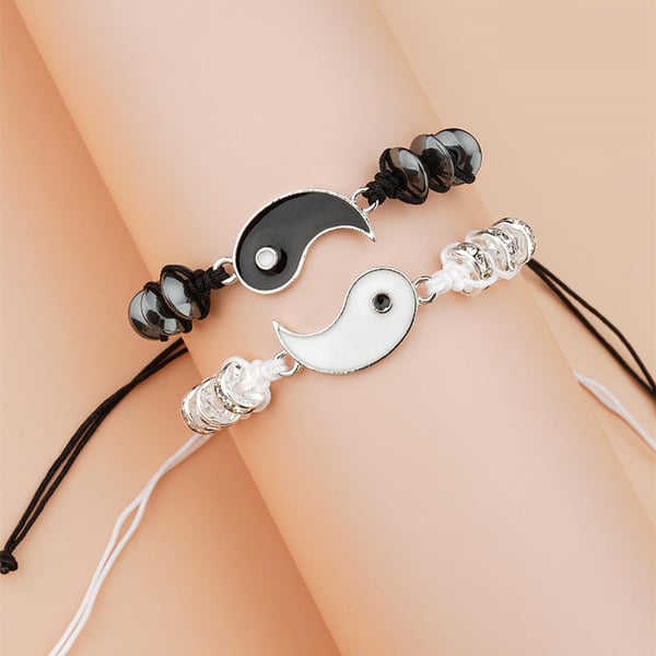 Yin Yang par/vennskapsarmbåndsett Silver