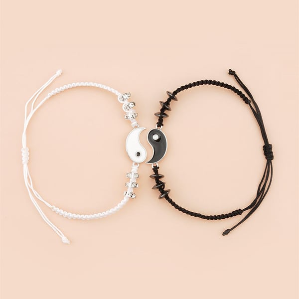 Yin Yang par/vennskapsarmbåndsett Silver