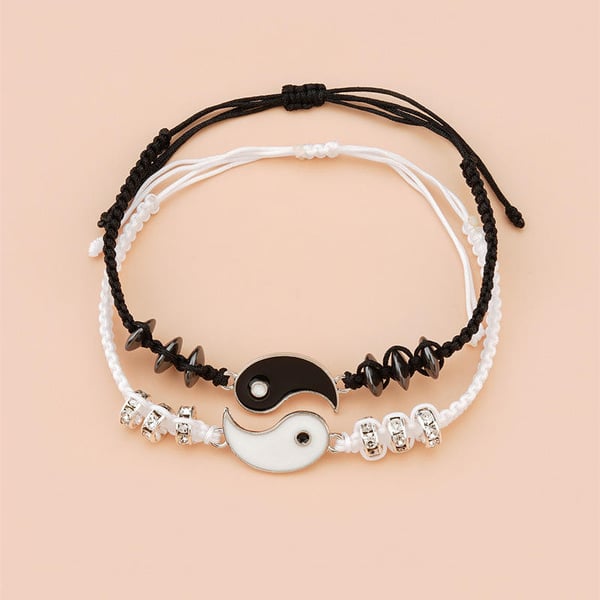 Yin Yang par/vennskapsarmbåndsett Silver