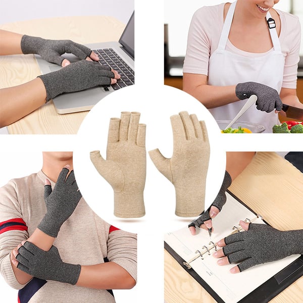 Fingerløse kompressionshandsker 1 par Beige M