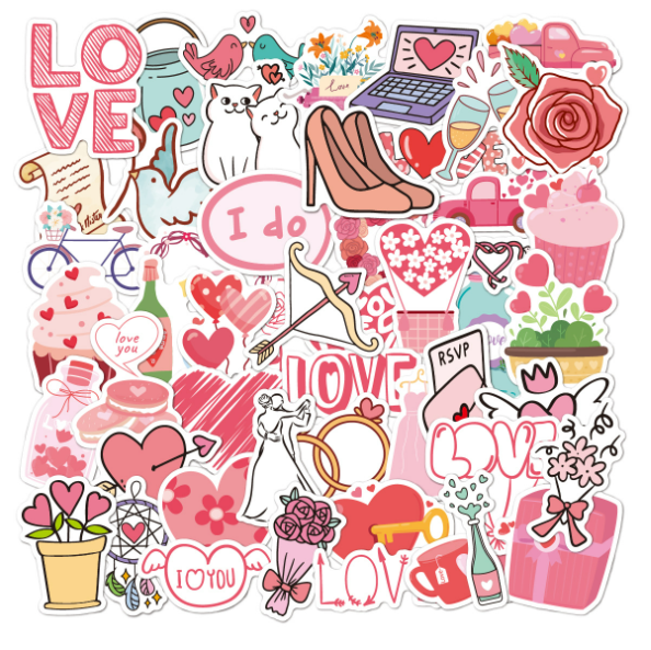 Love Heart Stickers 50-pak MultiColor N14