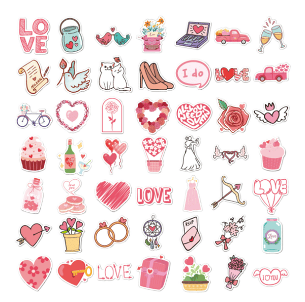 Love Heart Stickers 50-pak MultiColor N14