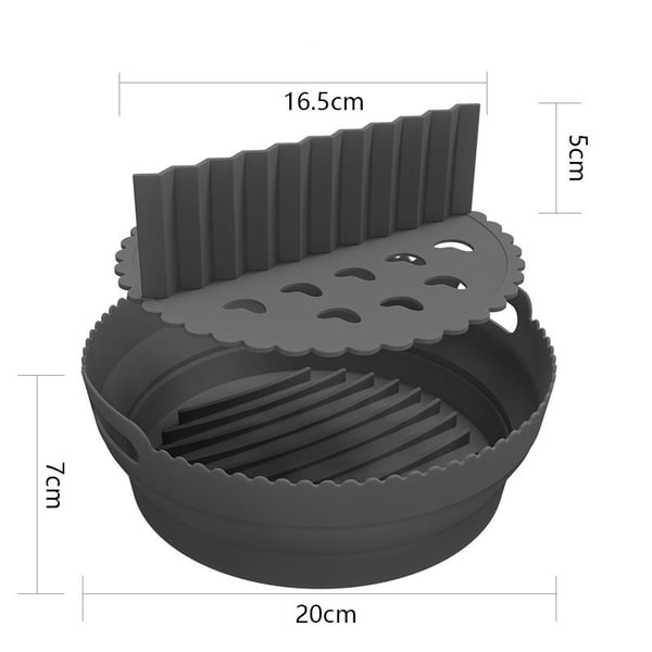 Rund silikonform til airfryer, sammenleggbar med skillevegg Black