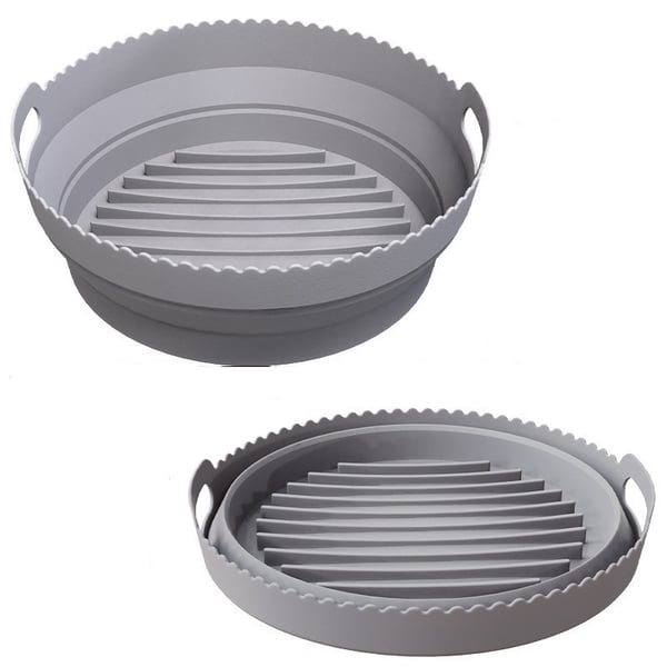 Kokoontaittuva pyöreä Air Fryer silikonimuoto 20 cm Grey 20 cm