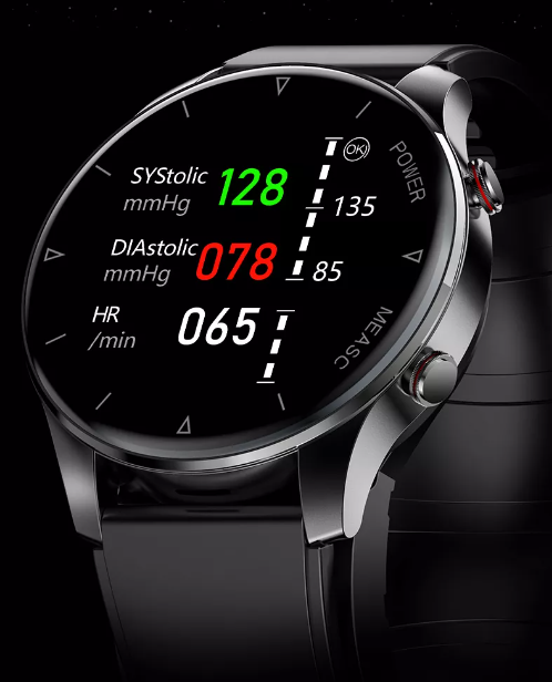 Smartwatch med blodiltnings- og blodtryksmåler Black