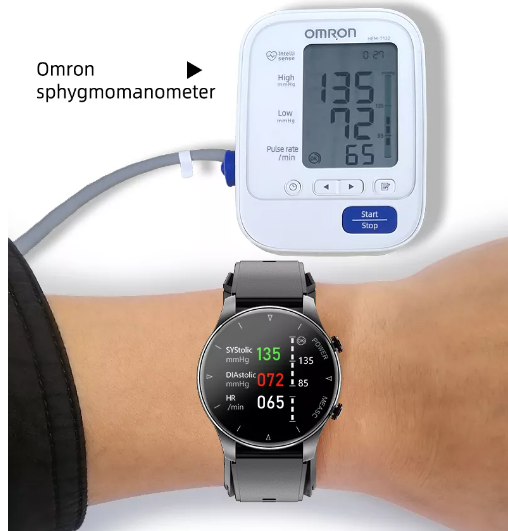 Smartwatch med blodiltnings- og blodtryksmåler Black