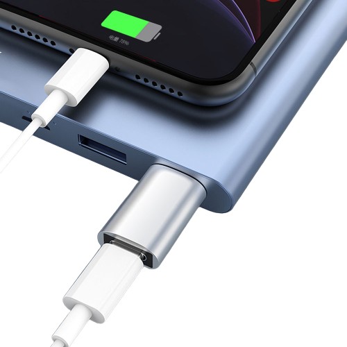 USB 3.0 (uros) - USB-C (naaras) sovitin Silver