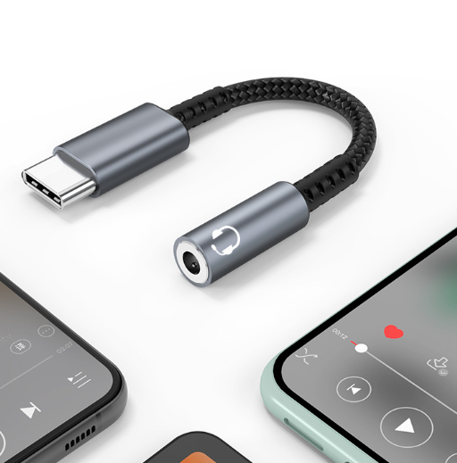 USB-C til 3,5 mm adapter til hovedtelefoner Grey