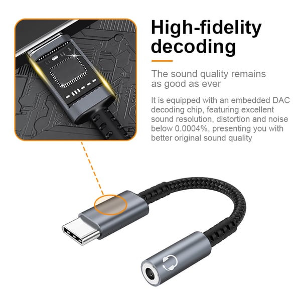 USB-C til 3,5 mm adapter til hovedtelefoner Grey