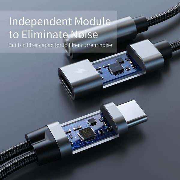 Adapter for 3,5 mm hodetelefoner og lader, USB-C Black