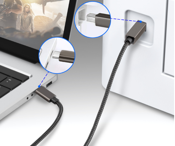 USB-B-USB-C-tulostinkaapeli Black 2 m