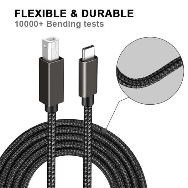 USB-B-USB-C-tulostinkaapeli Black 2 m
