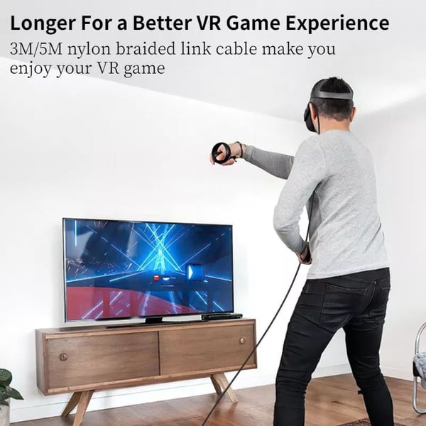 Link-kabel - VR-kabel kompatibel med Oculus Quest 2 DarkGrey 5 m