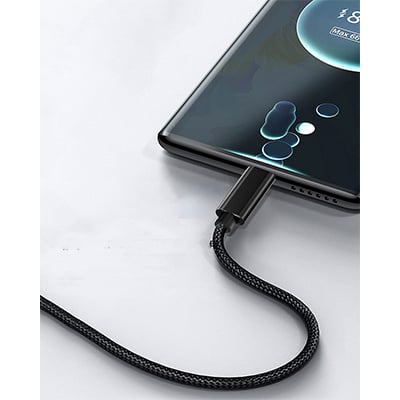 USB-A 2.0 till USB C-kabel med 3A snabbladdning Black 1 m