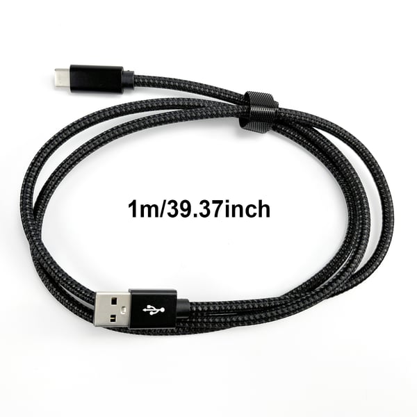 USB-A 2.0 till USB C-kabel med 3A snabbladdning Black 1 m
