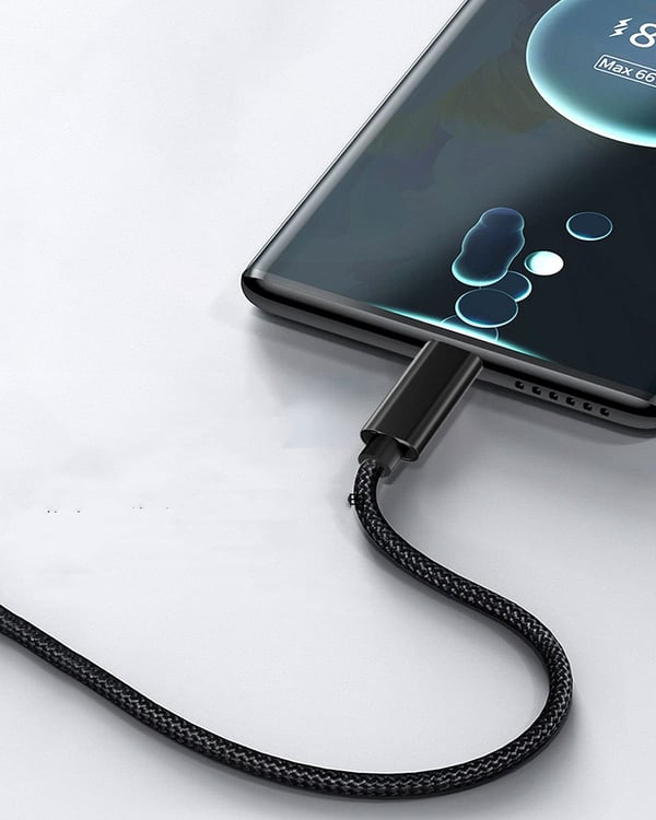 USB 2.0 till USB-C-kabel 3A snabbladdning Black 2 m