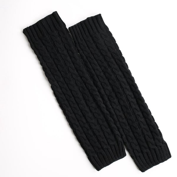 Strikkede varme benvarmere 1 par Black