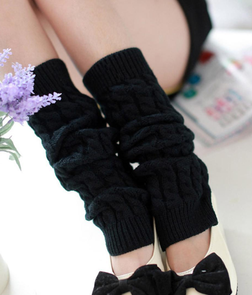 Strikkede varme benvarmere 1 par Black