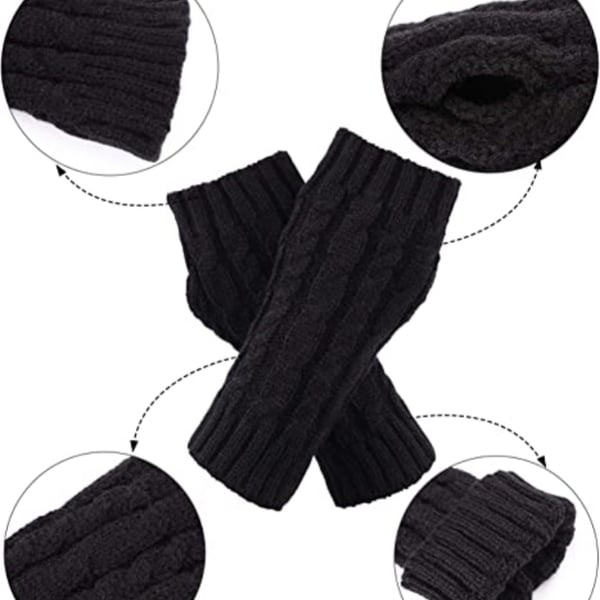 Håndledsvarmere / Fingerløse handsker 1 par Black S