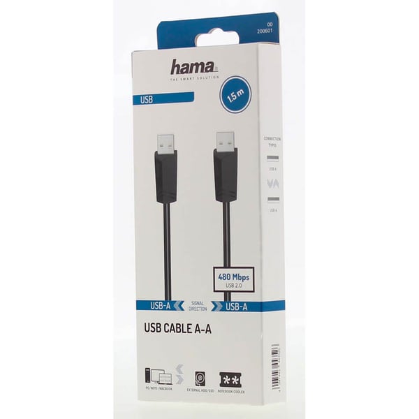 Cable USB A-A Black 1.5m
