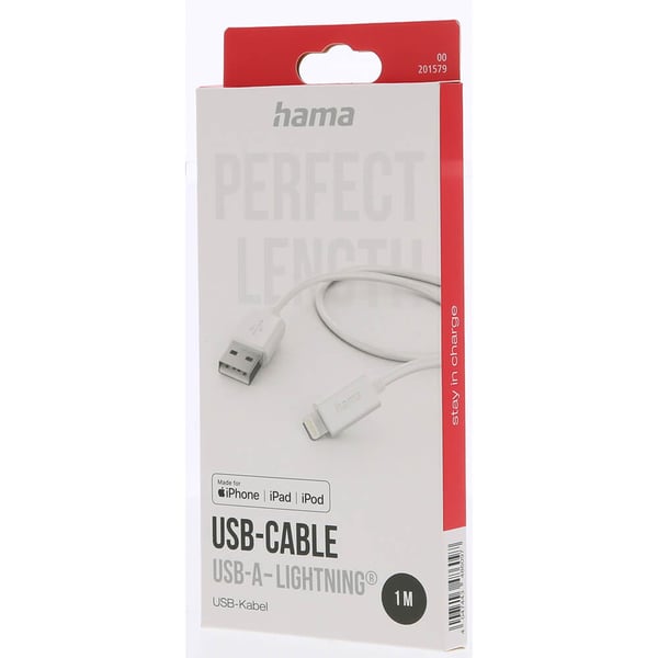 Ladekabel USB-A till Lightning Hvit 1.0m