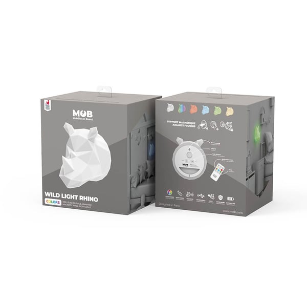 Vegg Nattlampe Wild Light Rhino Multicolor