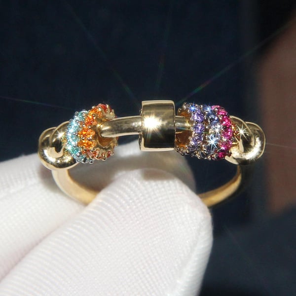 Anti-stress ring med roterende perler MultiColor 18.2 mm