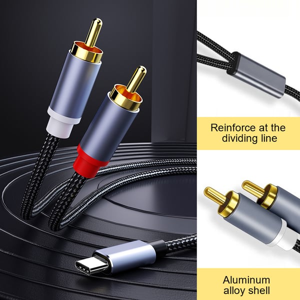 USB-C til 2x RCA stereolydkabel Grey 1.2 m