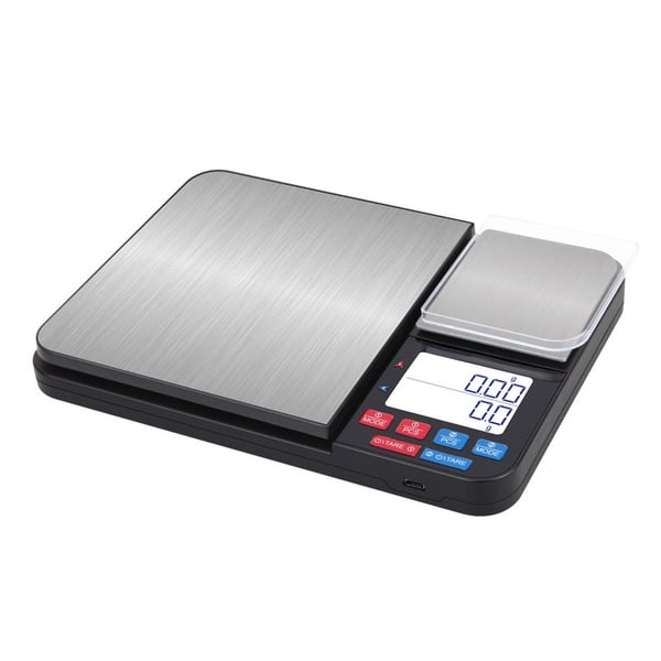 Digital køkkenvægt med dobbelte vejeplader 10 kg/1g og 500g/0,01g