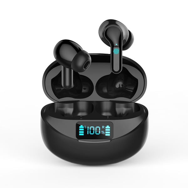 Trådløse bluetooth-hovedtelefoner, Bluetooth 5.3-hovedtelefoner, IPX5 vandtætte sportshovedtelefoner iOS Android Black