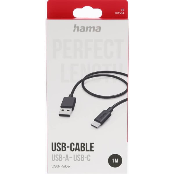 Ladekabel USB-A til USB-C Svart 1,0m