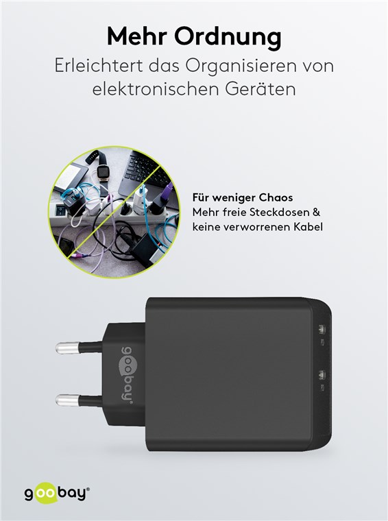 Dobbel USB-C™ PD hurtiglader (36 W) svart