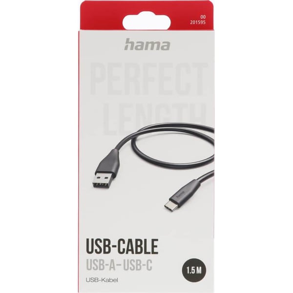 Latauskaapeli USB-A–USB-C Musta 1,5 m