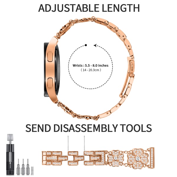 Kellon ranneke PinkGold Samsung Active 4, Watch 5 176 mm