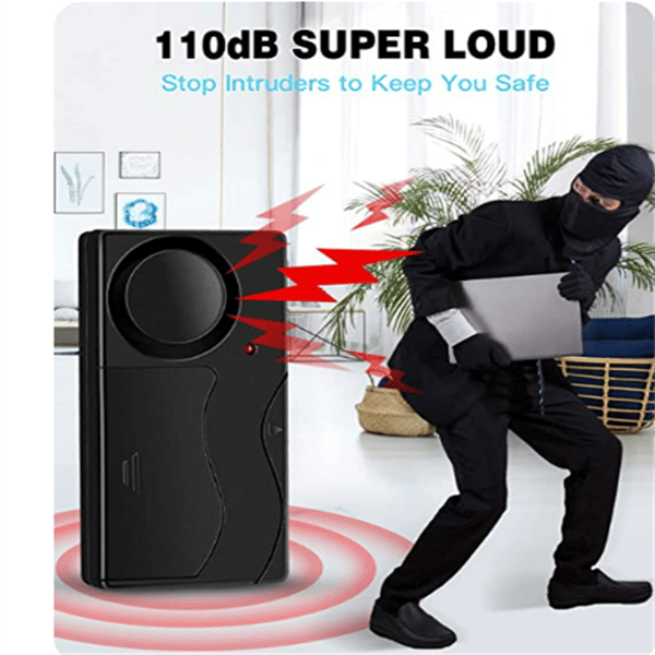 Trådløs vibrasjonsalarm med fjernkontroll 110 dB Black