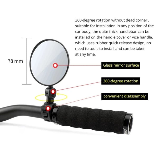 Justerbare bakspeil for sykler - 2 stk Black