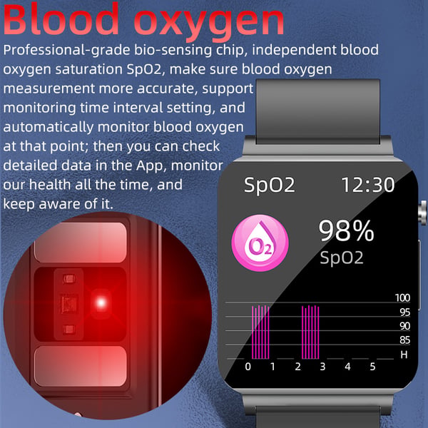 Smartwatch med EKG, puls, blodiltning, søvnmonitor Silver