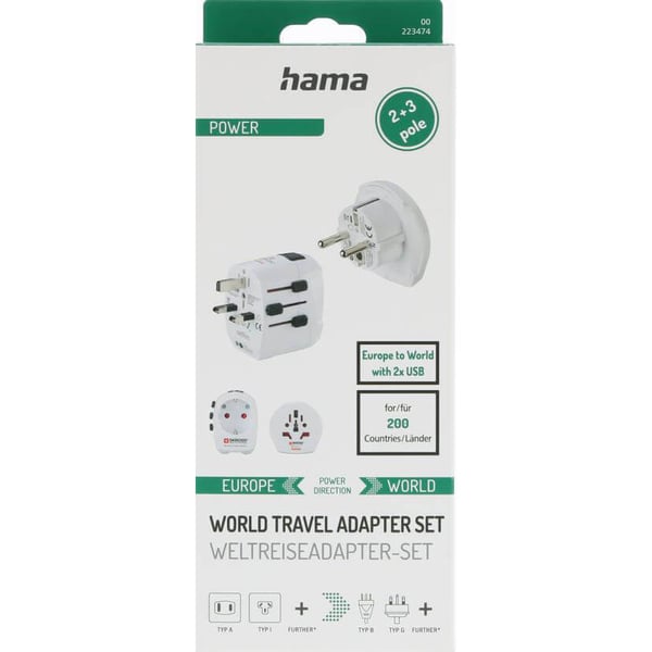 Reseadapter Världen Pro Light USB 3-stift