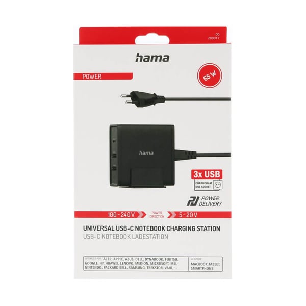 Ladestasjon USB 3 Porte PD 5-20V/65W