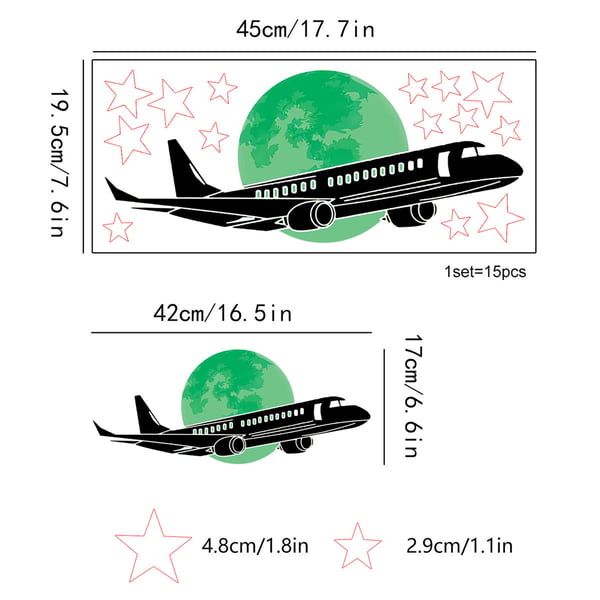 Hohtavat tarrat, tähti- ja lentokoneaiheet Green
