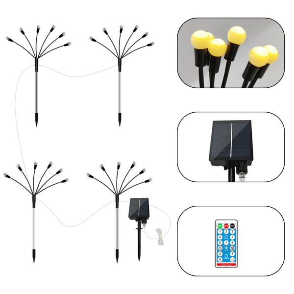 Firefly - Solcelledrevet hagebelysning  med 8 lys, 4-pakning MultiColor