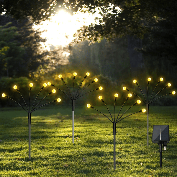 Solcelledrevne ildfluelys med 10 LED-lys, 4-pakning WarmWhite